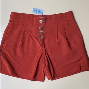 High Waisted Button Front Shorts